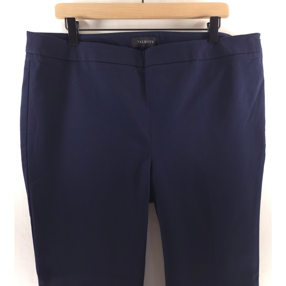 Talbots Women Pants Chatham Ankle 16 Navy Blue Side Zip Stretch Career Slim Leg - Picture 2 of 10